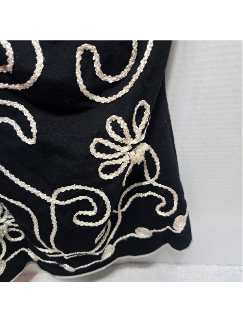 Women's Lauren Michelle Black & White Embroidered Blouse M - Picture 6 of 9